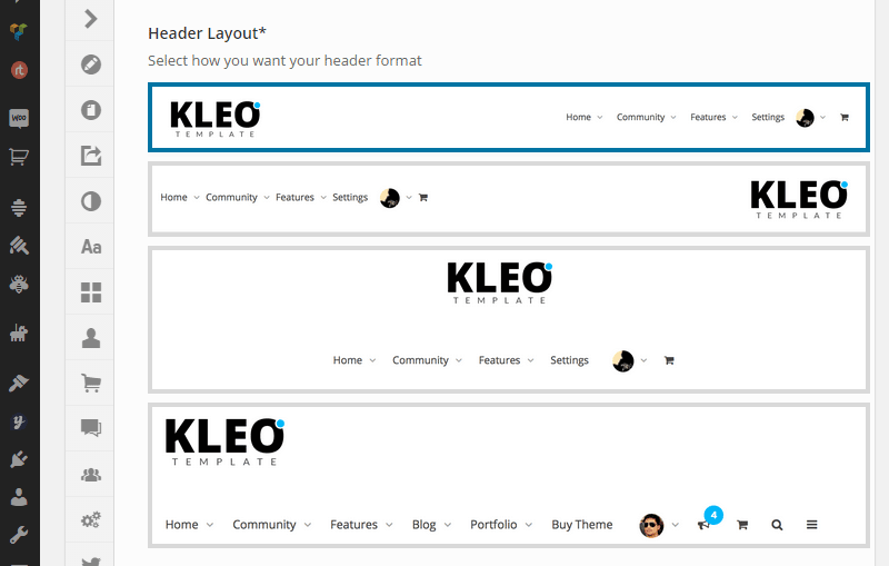 Kleo Header Options