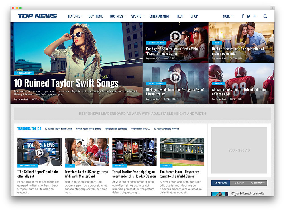 top news adsense optimized theme