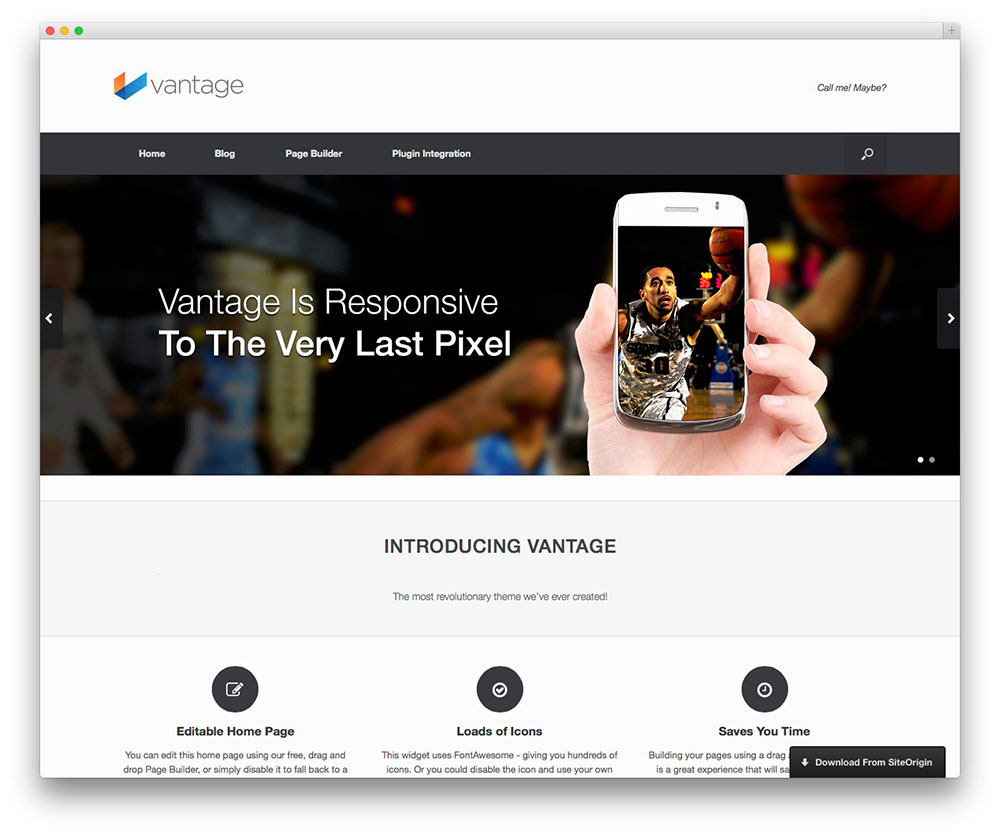 Vantage - free app showcase theme