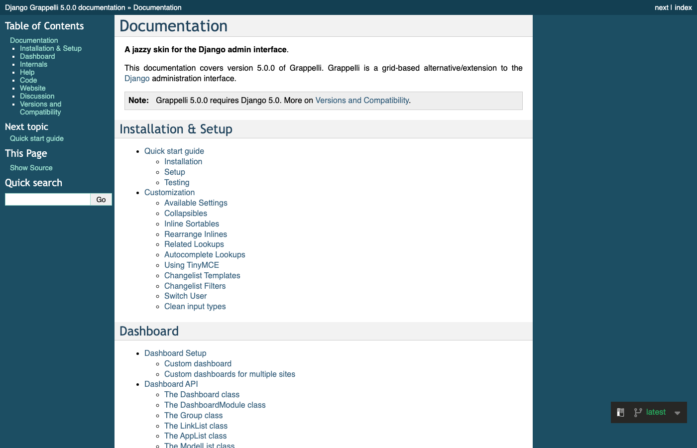 Django Grappelli - mature Django admin theme