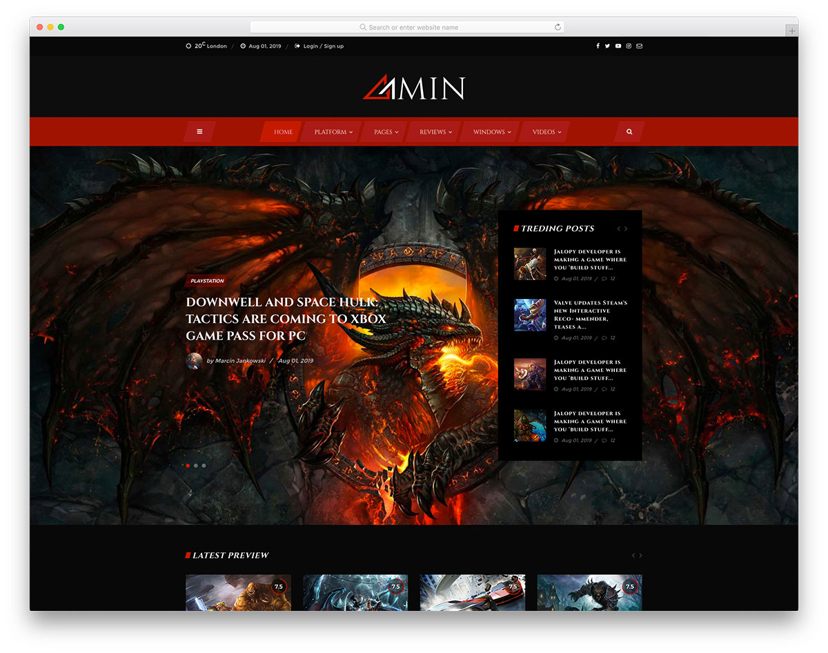 Gaming games website themes and templates
