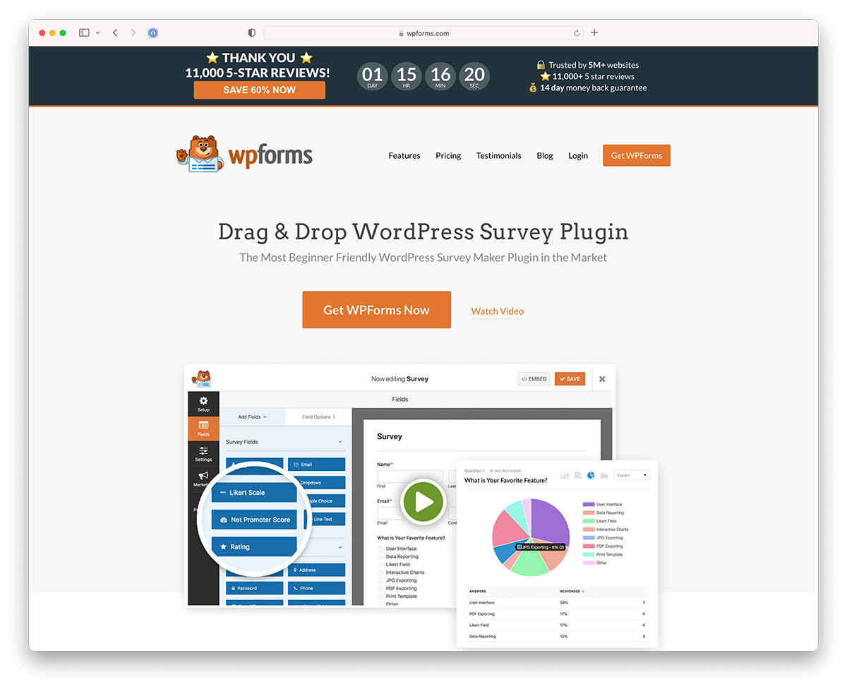 WPForms - drag and drop WordPress survey plugin