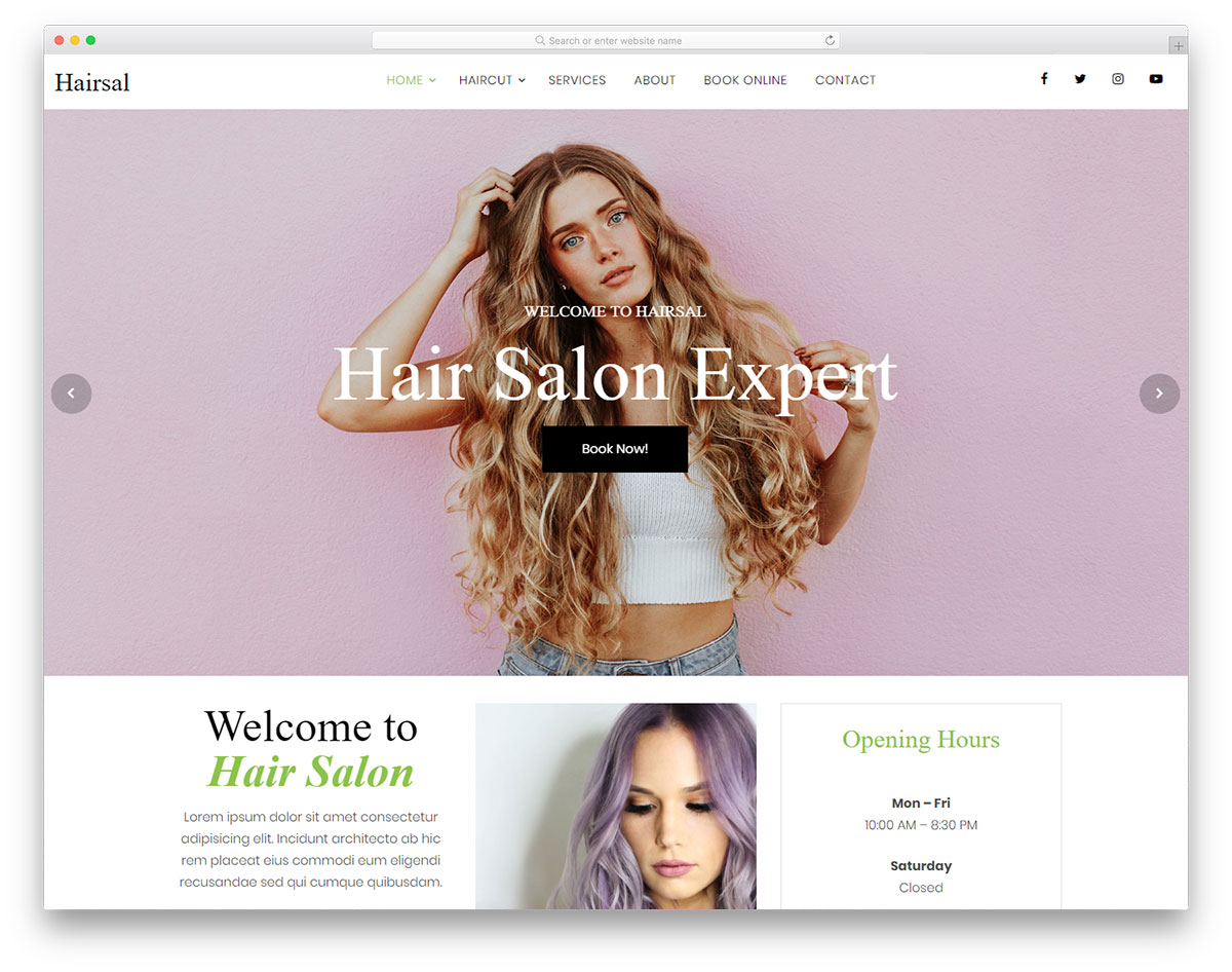 Hairsal - Free Hair Salon Website Template 2023 - Colorlib