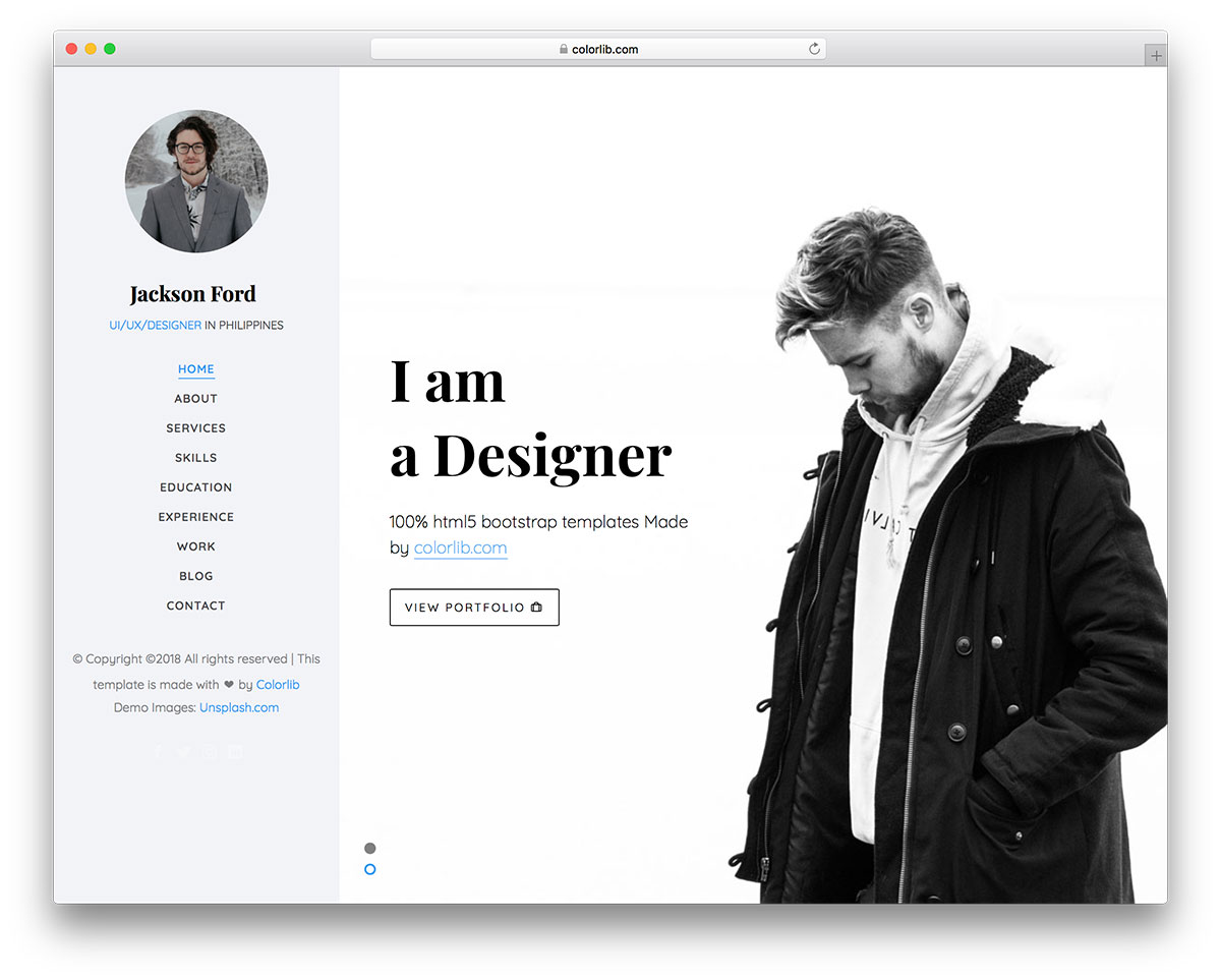 Jackson - Best Personal Portfolio Website Template - Colorlib