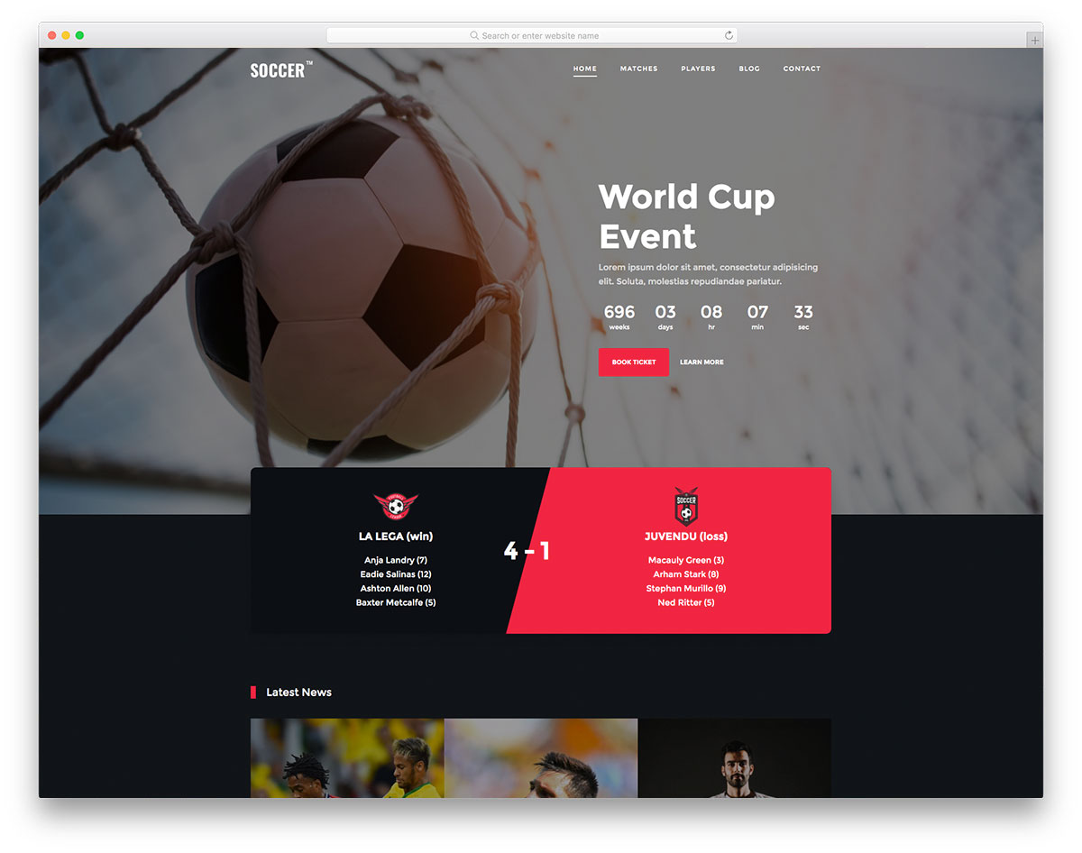 Soccer - Free Soccer Club Website Template 2023