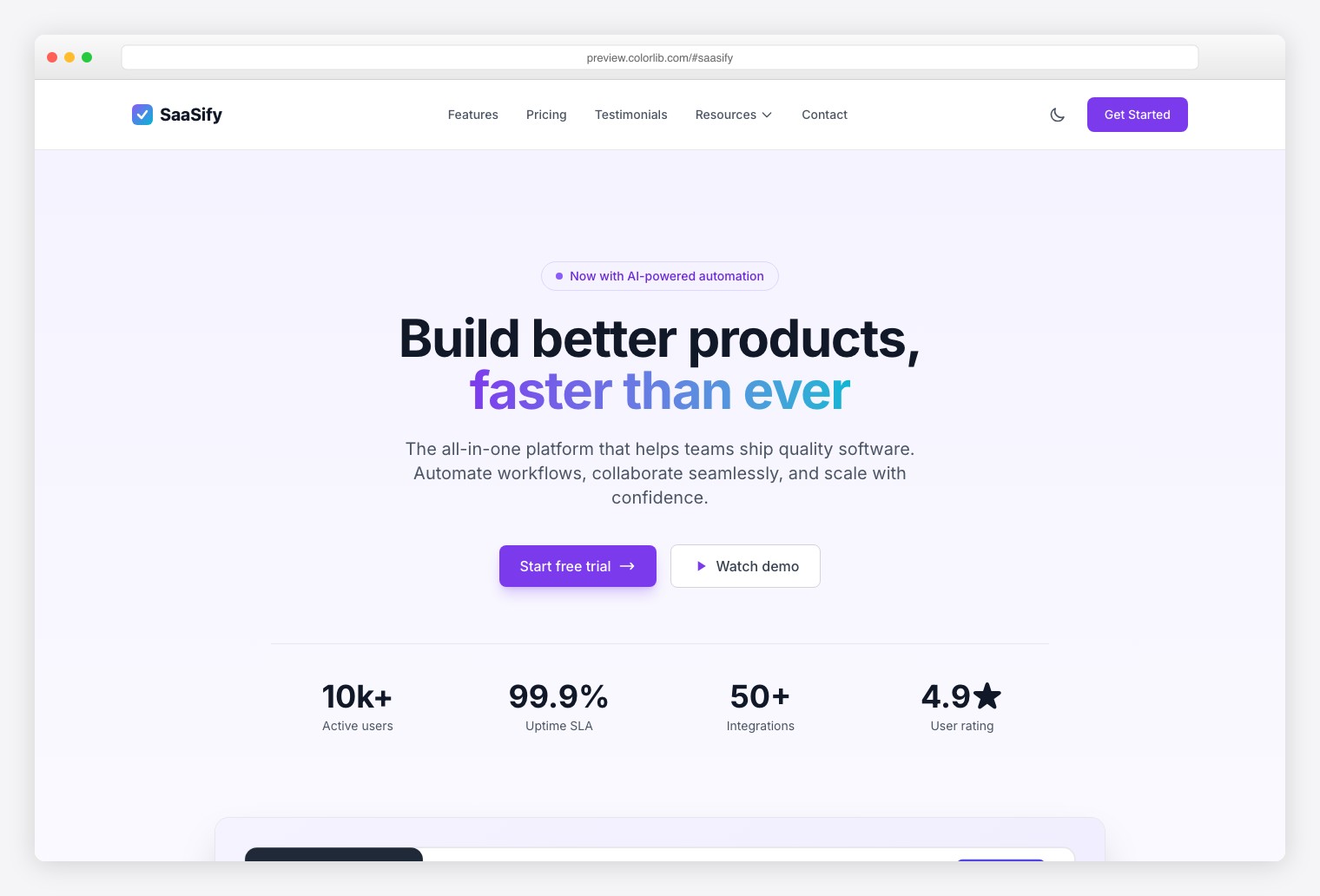 SaaSify - Premium Tailwind CSS SaaS Landing Page Template with Dark Mode and Pricing Tables