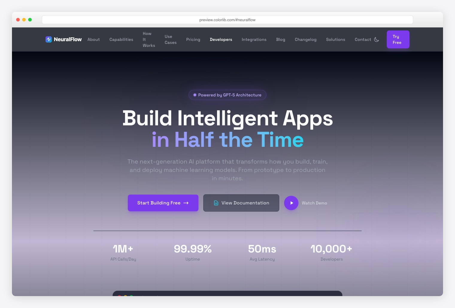 NeuralFlow - Premium Tailwind CSS AI Platform Template with ML Model Training, NLP, and Computer Vision Sections