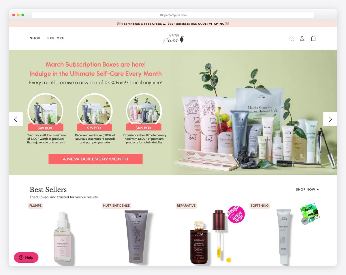 100% pure website example