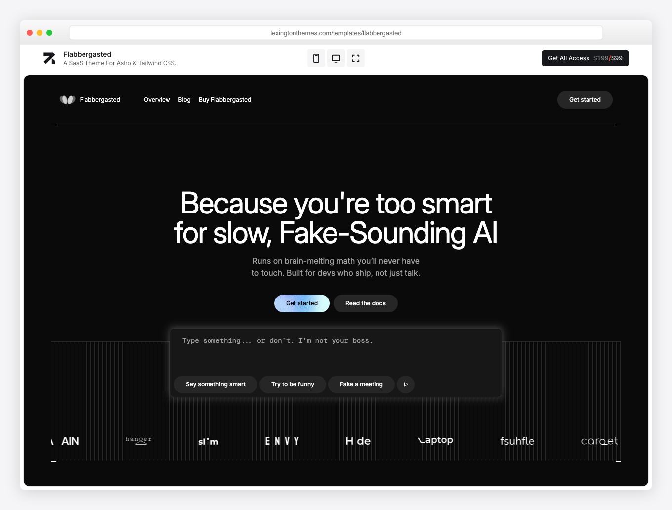 Flabbergasted - Dark Mode Astro SaaS Template with Brutalist Design, 44 Pages, and 100+ Sections