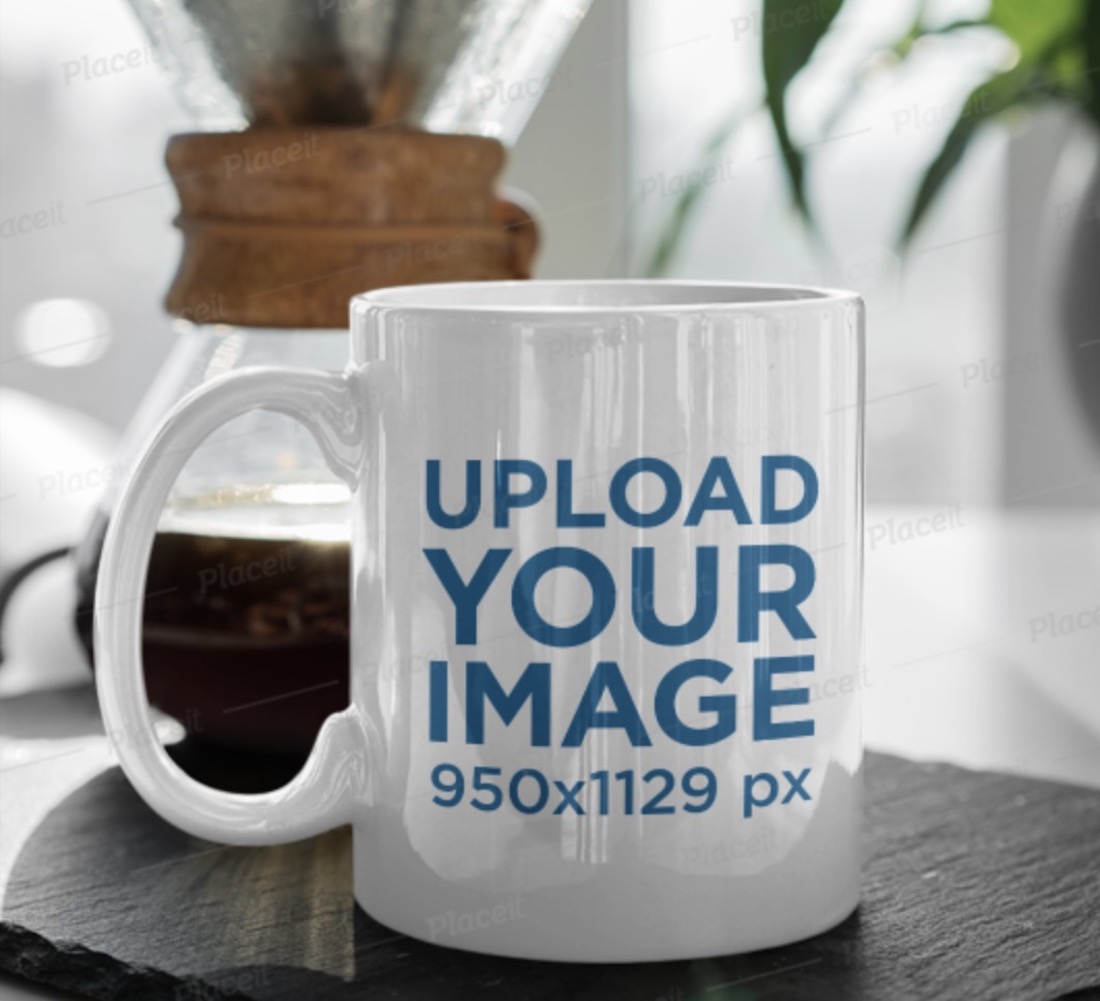 11 oz mug mockup featuring a coffee dripper