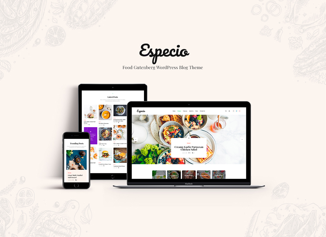 Especio - Gutenberg Food Blog WordPress Theme