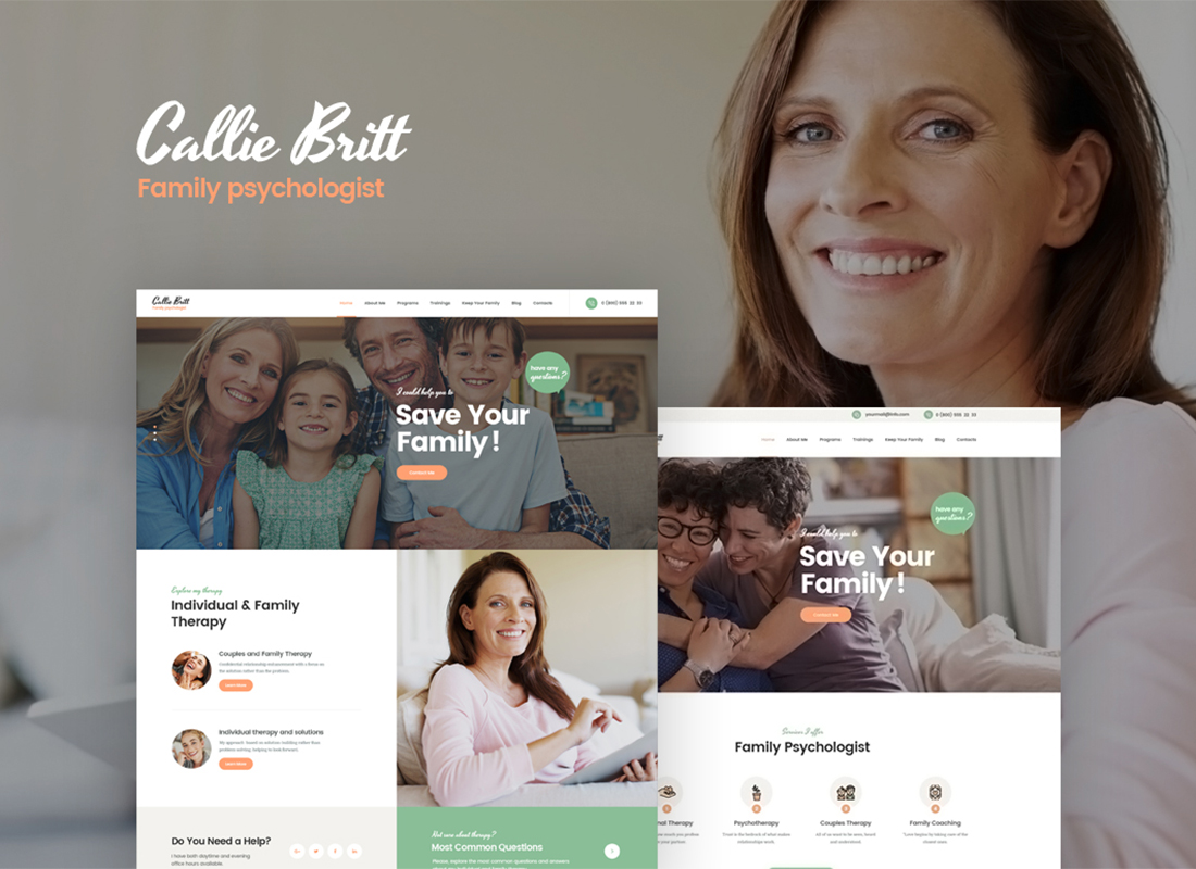 Callie Britt | Family Counselling Psychology WordPress Theme