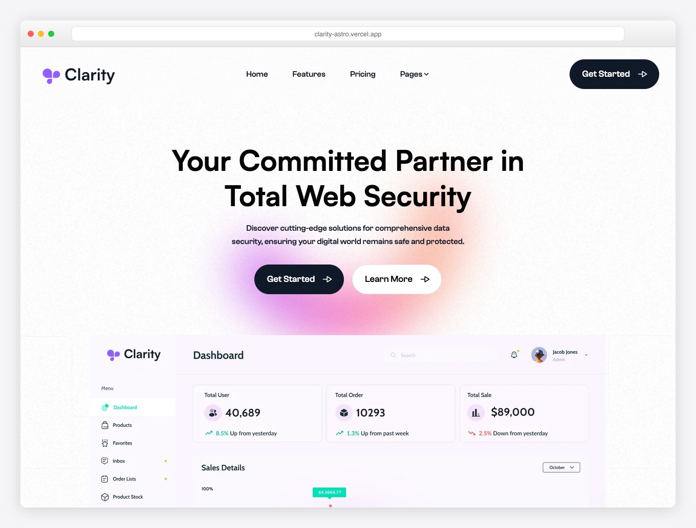 Clarity Astro - Premium SaaS Theme with 14 Pages, 100/100 PageSpeed Score, and Scroll Animations