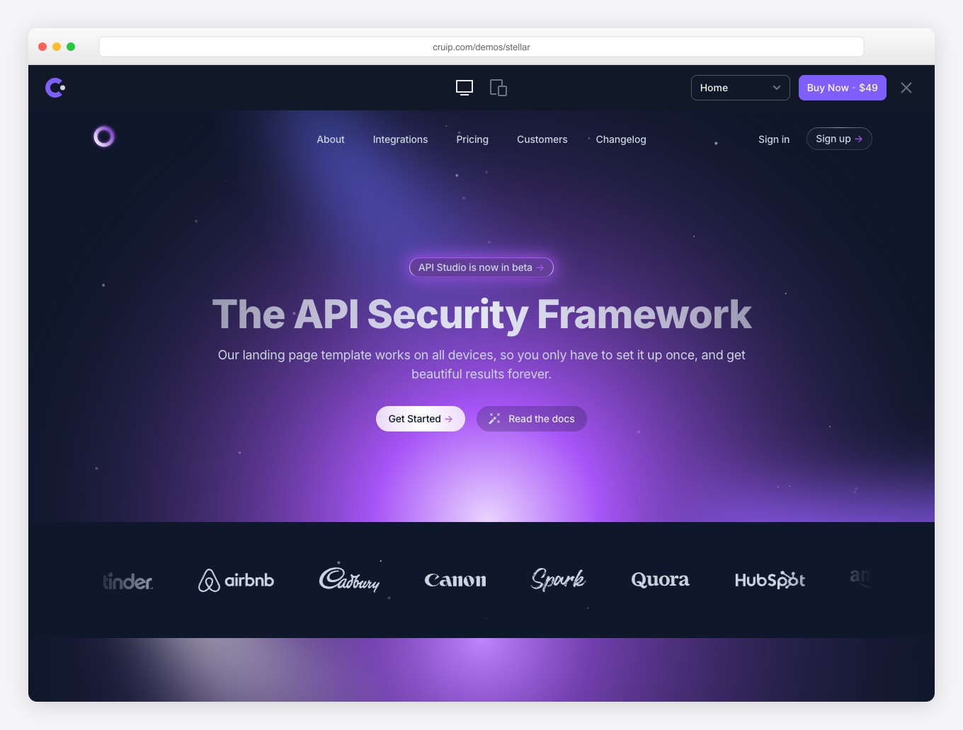 Stellar - Dark Modern SaaS Landing Page Template by Cruip with Animated Elements and Multi-Framework Support