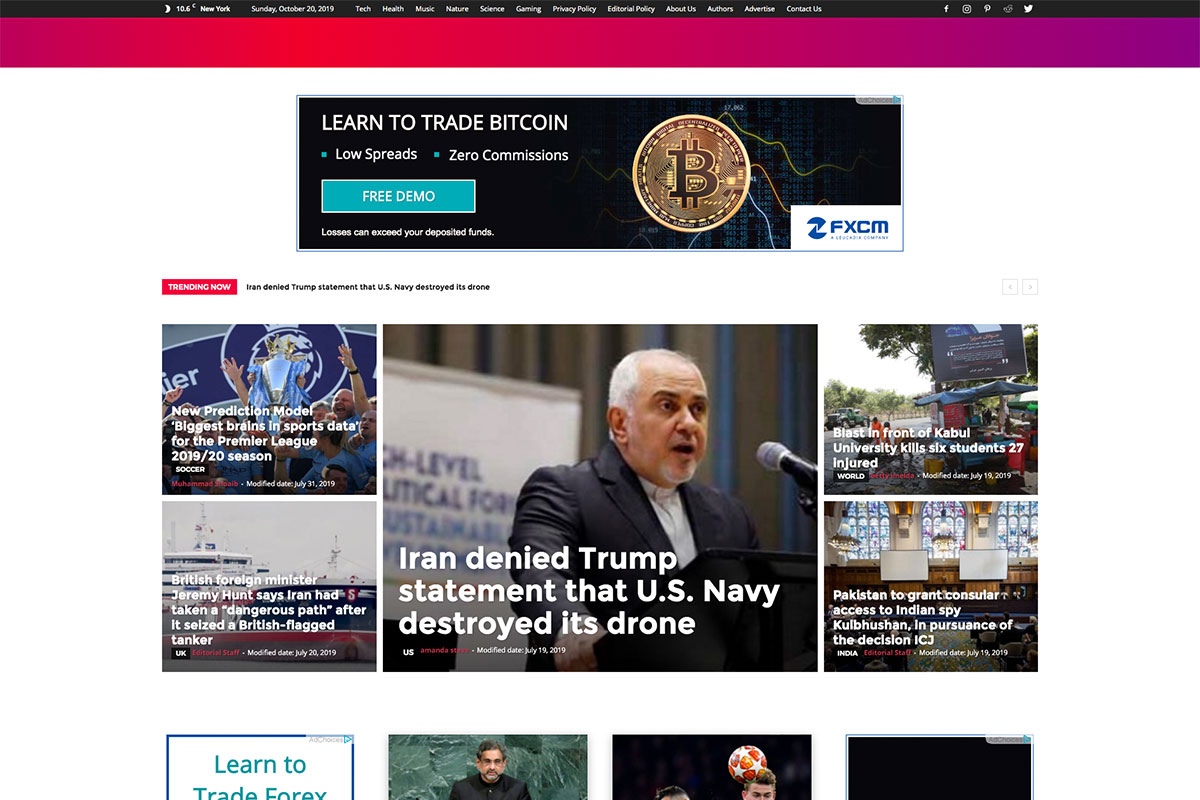 World Weekly News website design