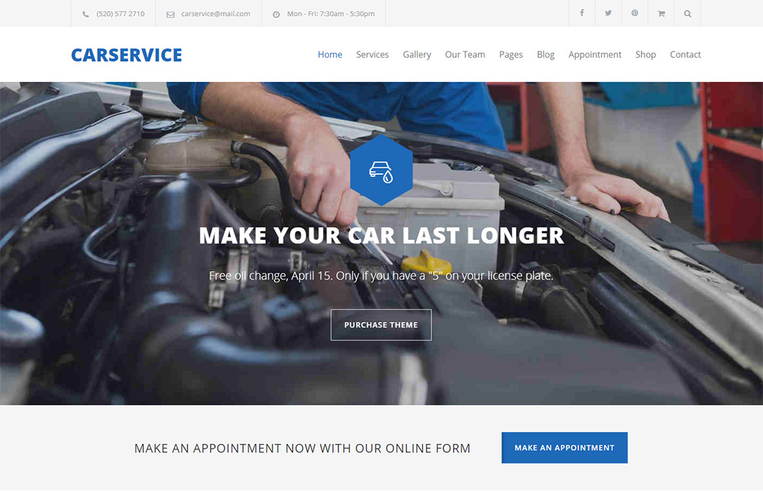 Car Service WordPress template