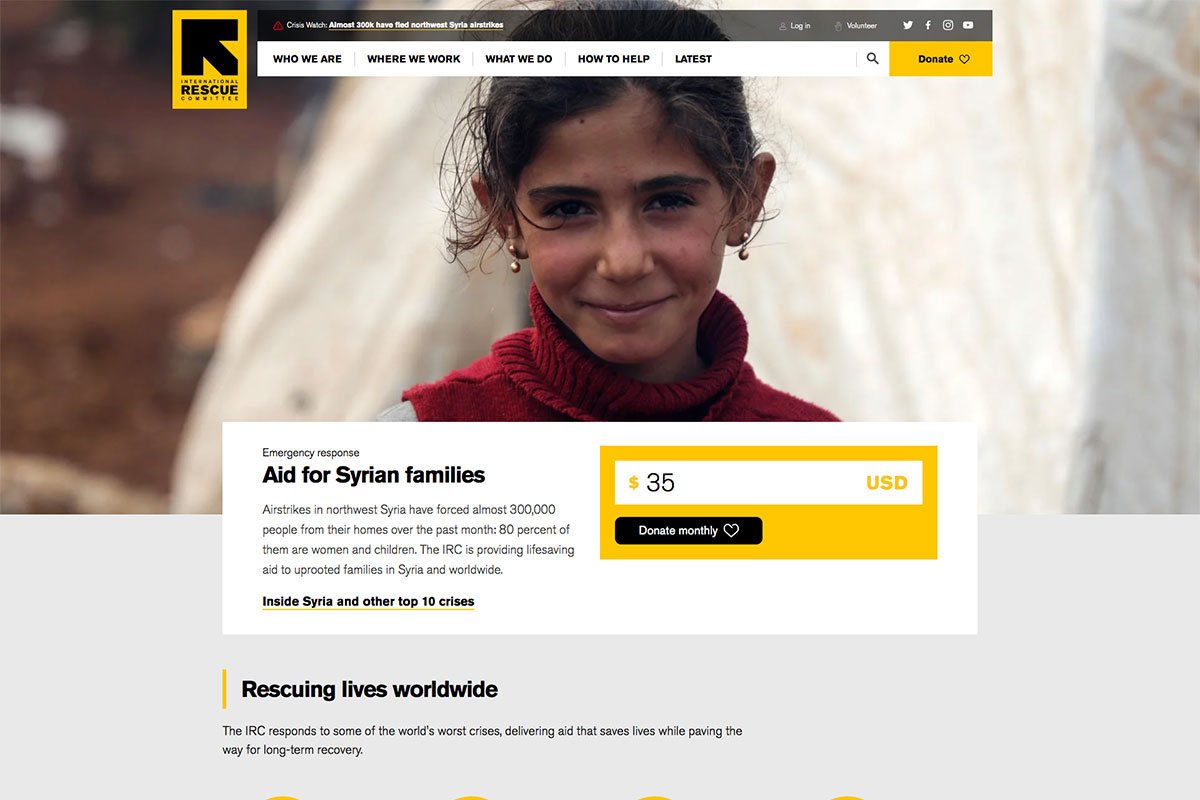 International Rescue Committee website design