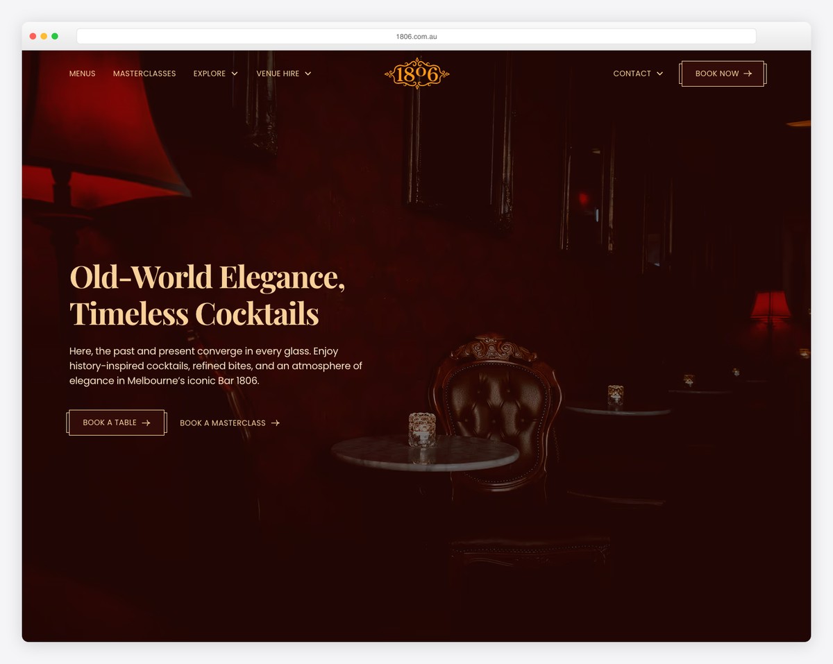 bar 1806 website example