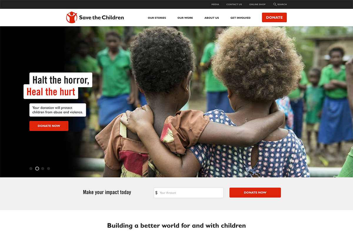 Save The Children charity website