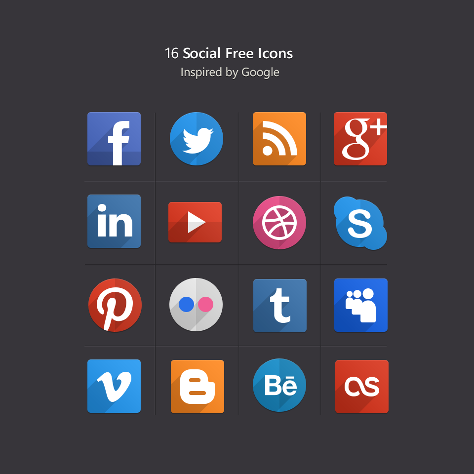 20 beautiful free flat social media icons sets 2019