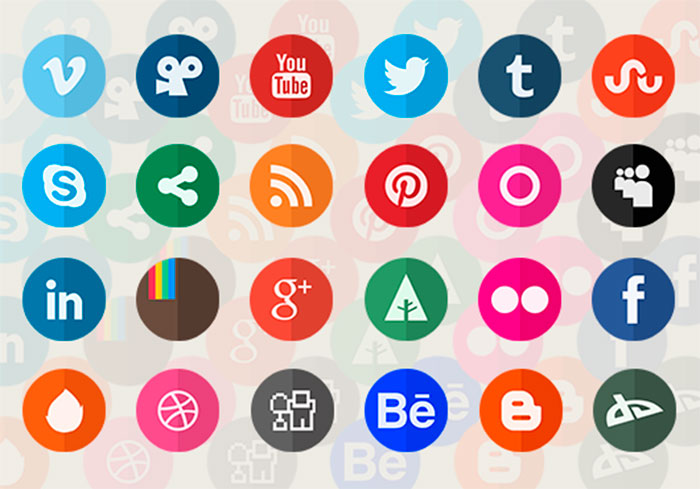 flat social network icon set