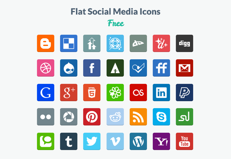 Flat social media icon set