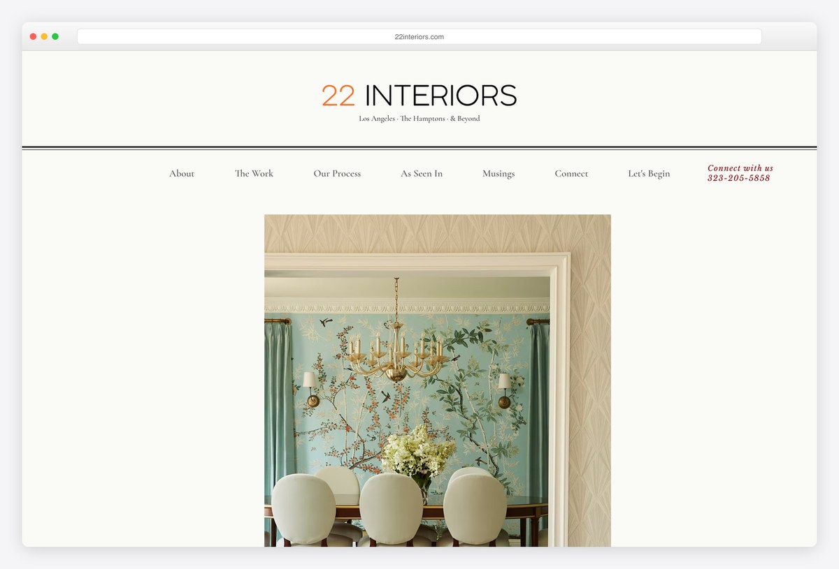 22 Interiors interior design portfolio website