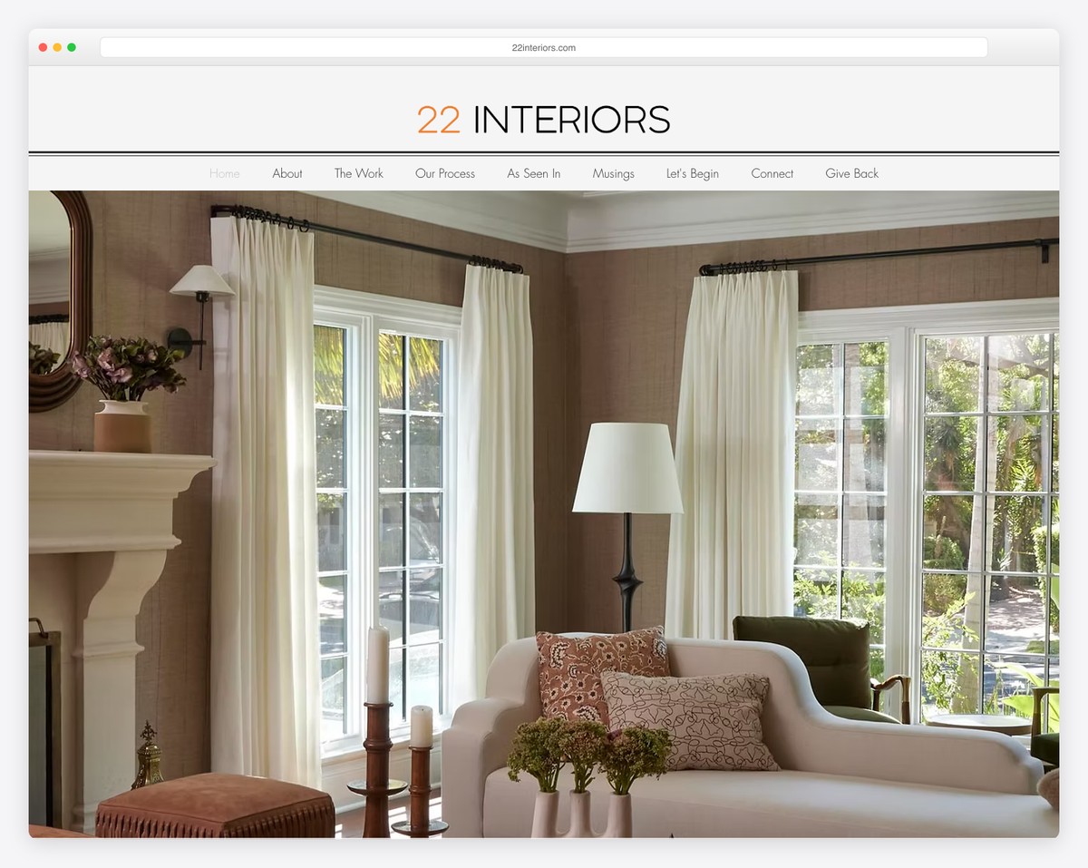 22 interiors website example