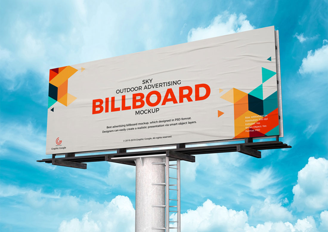 Outdoor Advertising Billboard PSD Mockup for Free