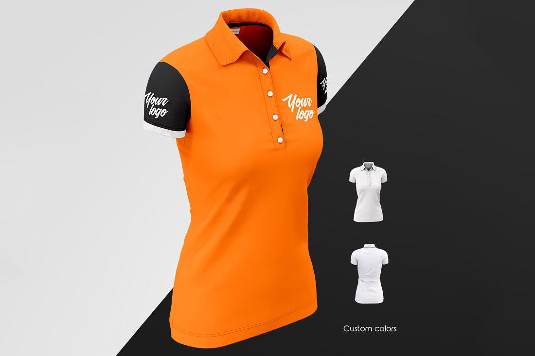Free Women's Polo T-Shirt Mockup PSD Set Good Mockups | vlr.eng.br