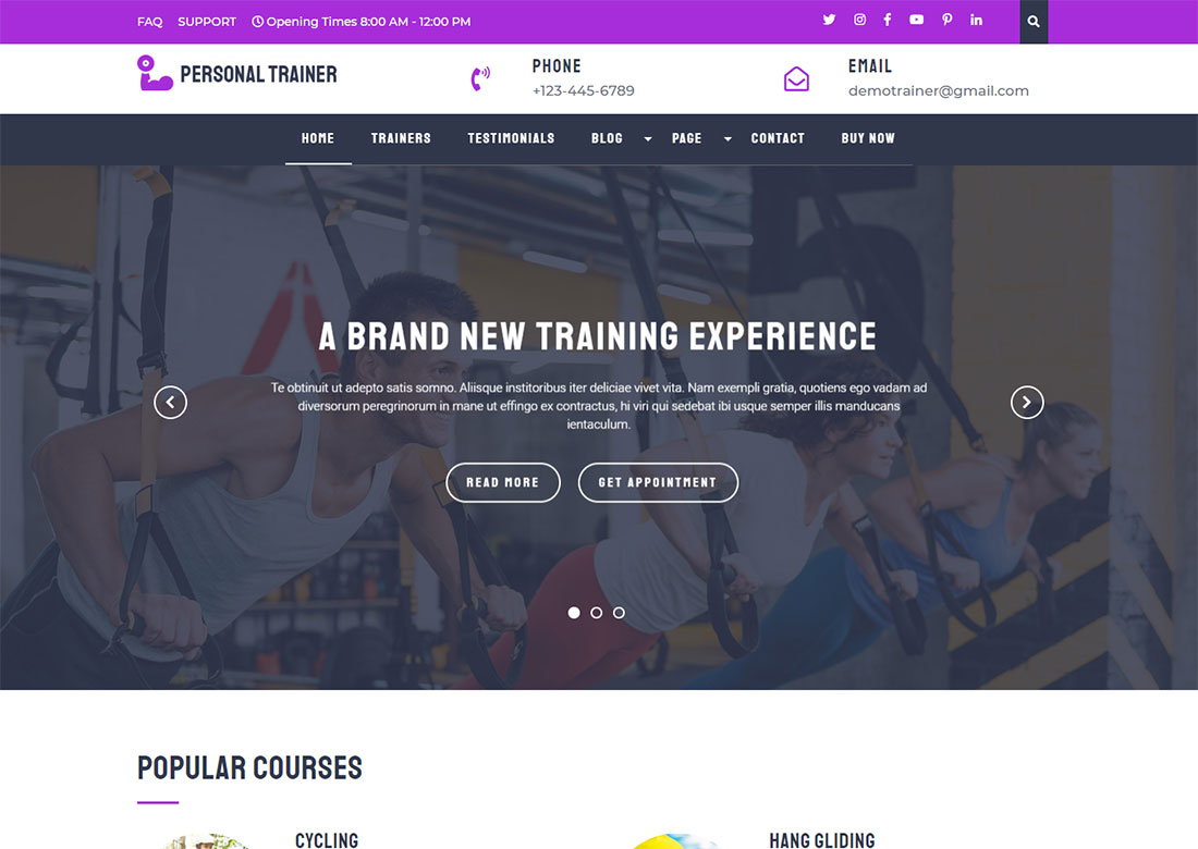 Personal Trainer WordPress theme
