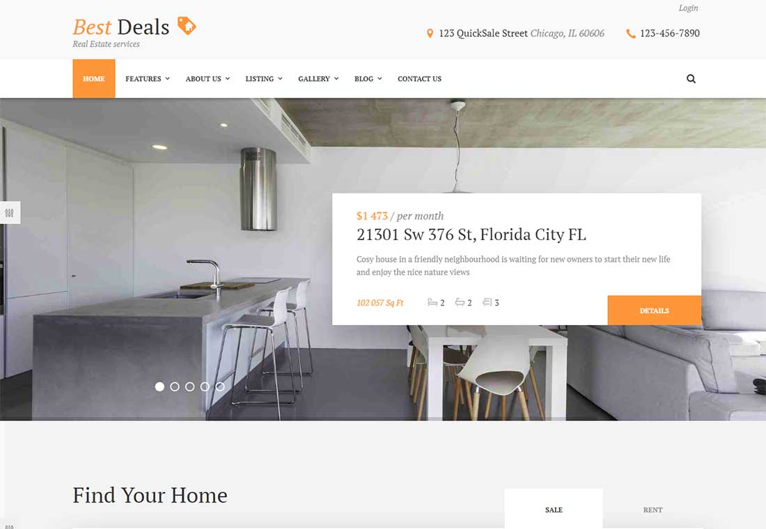 Best Deals - Property rental WordPress theme