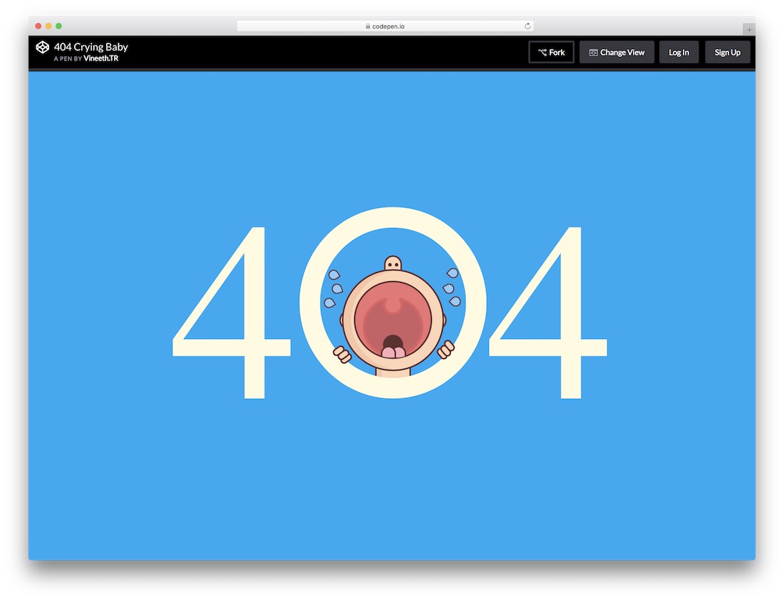 404 crying baby free error page template