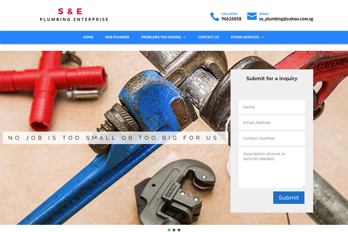 S&E Plumbing website
