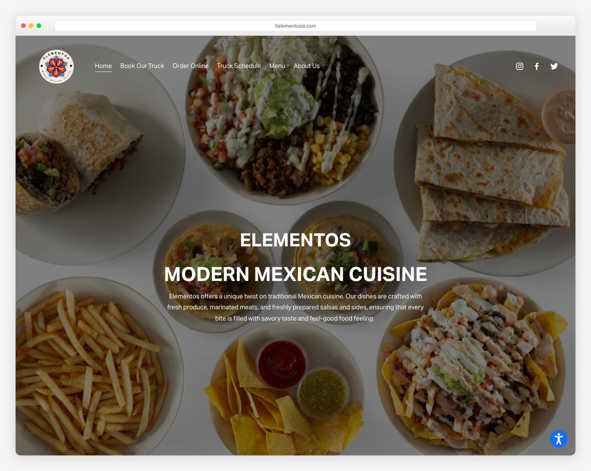 5 elementos food truck website example