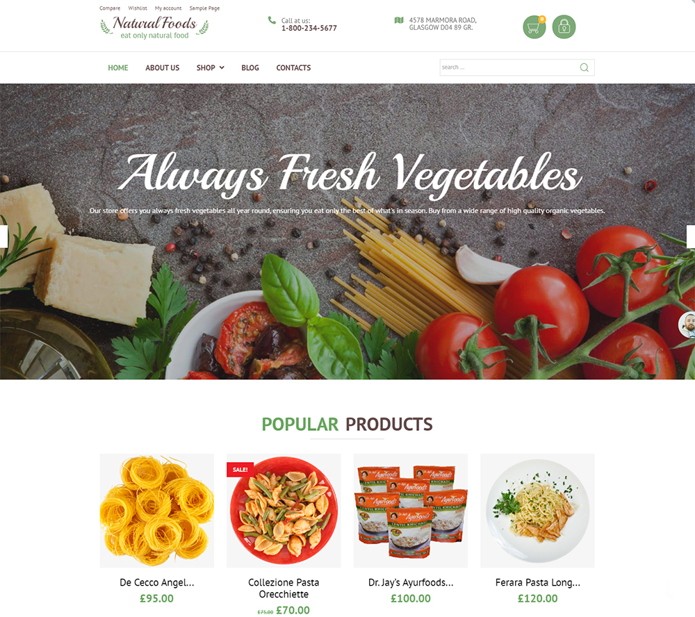 Natural Foods - Organic Food Template for Online Stores WooCommerce Theme