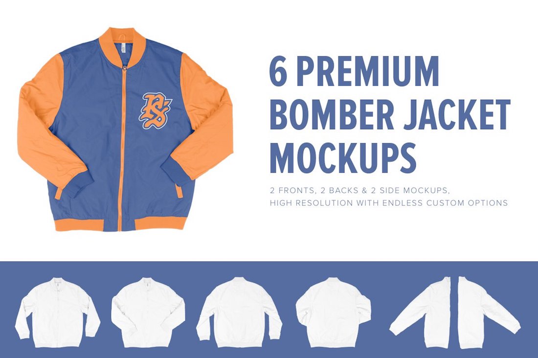 6 premium letterman jacket mockups