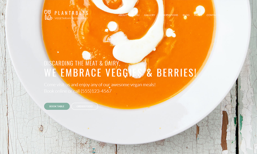 Vegetarian Restaurant WordPress Theme 