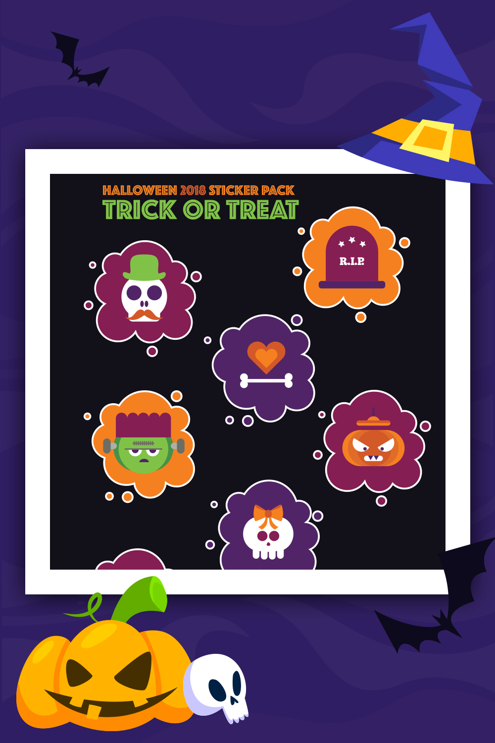 Halloween Stickers Pack: Trick or Treat Illustration