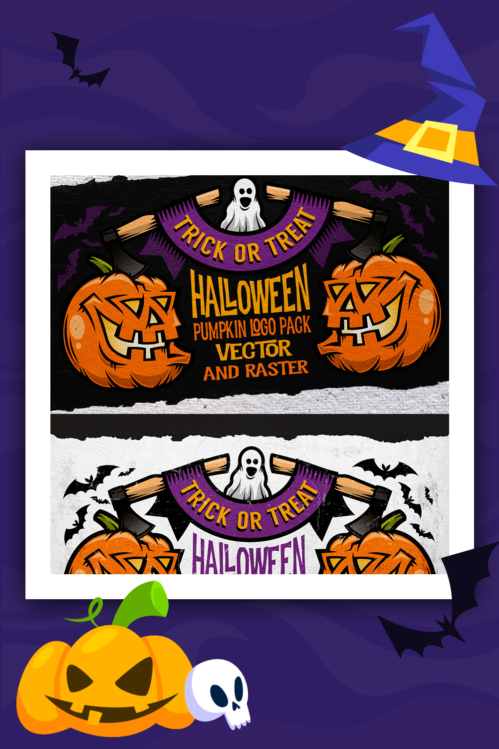 Halloween Pumking Logo Set Illustration