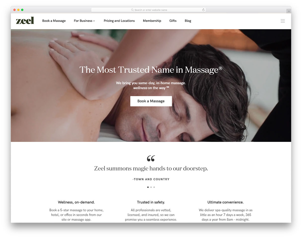Zeel massage website design