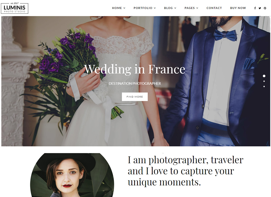 Luminis - wedding photographer WordPress theme