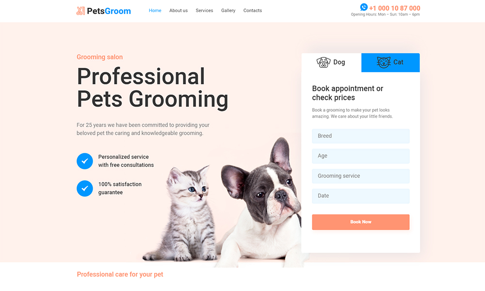 PetsGroom - Dog & Cat Grooming WordPress Theme