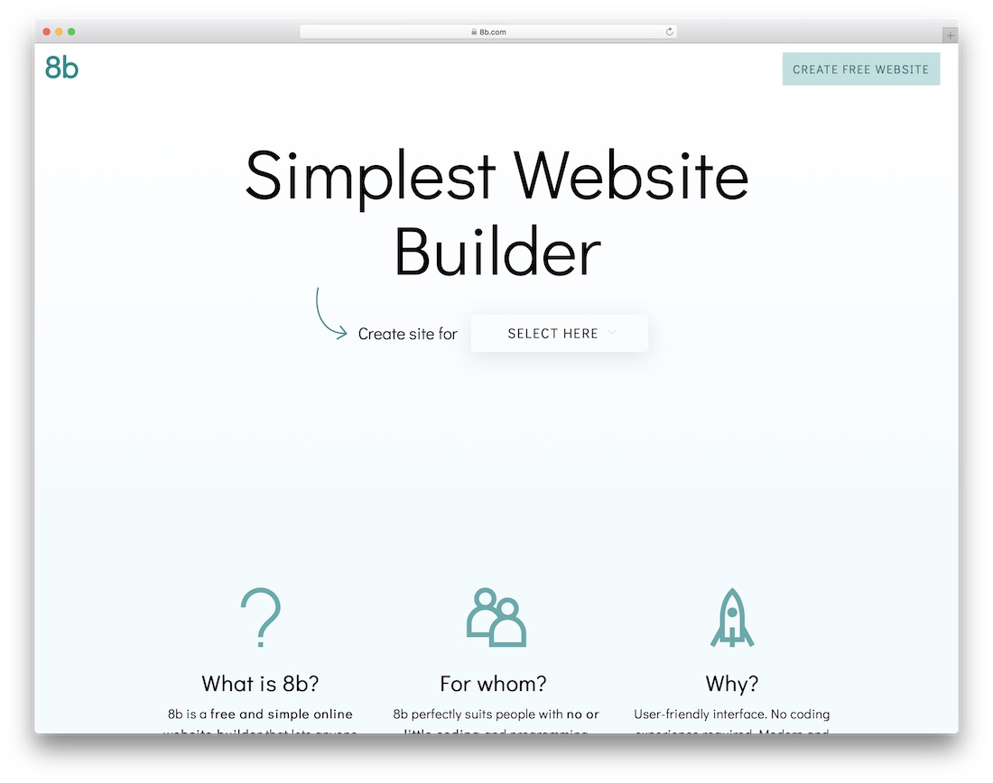 8b free one page website builder