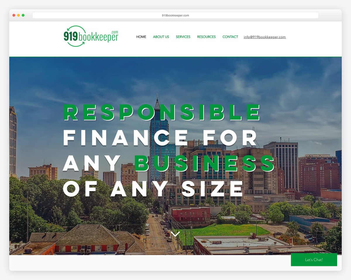 919 bookkeeper website example