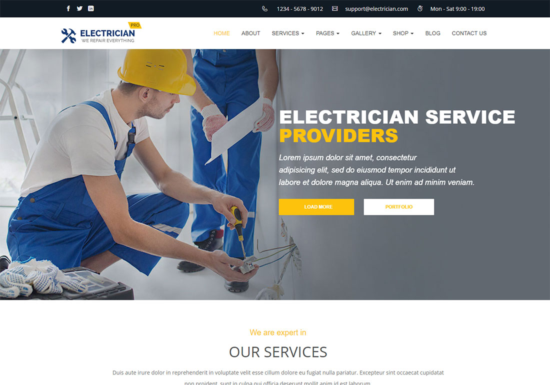 18 Best Electrician Website Templates Html Wordpress 2021 Colorlib