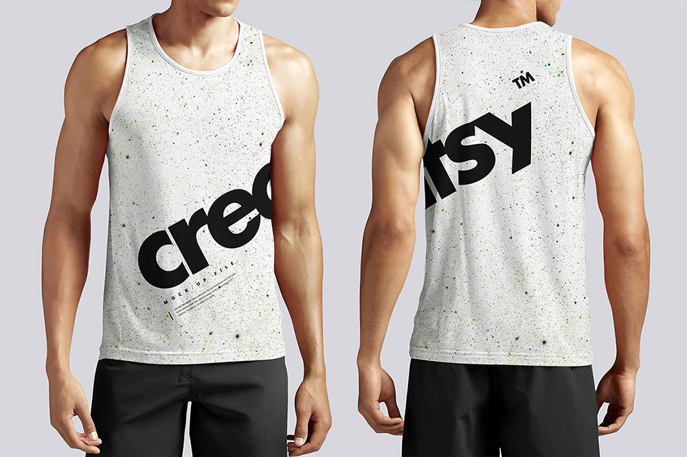 Download 32+ Mens Heather Jersey Tank Top Mockup Back View PNG ...