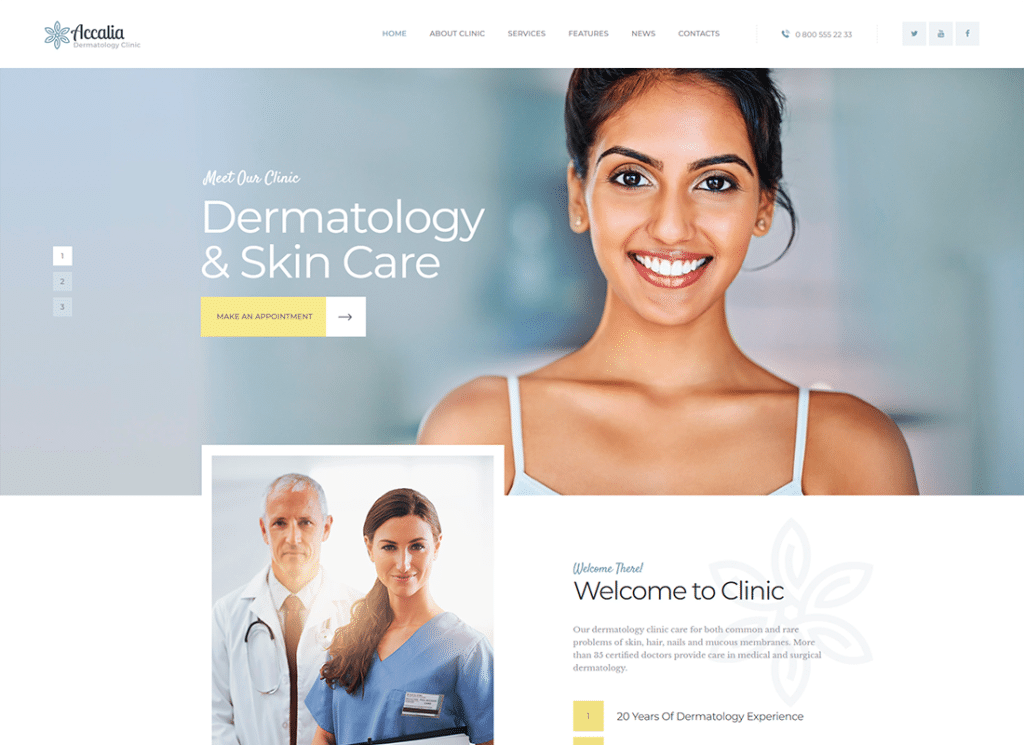 Accalia - Dermatology Clinic & Cosmetology Center Medical WordPress Theme