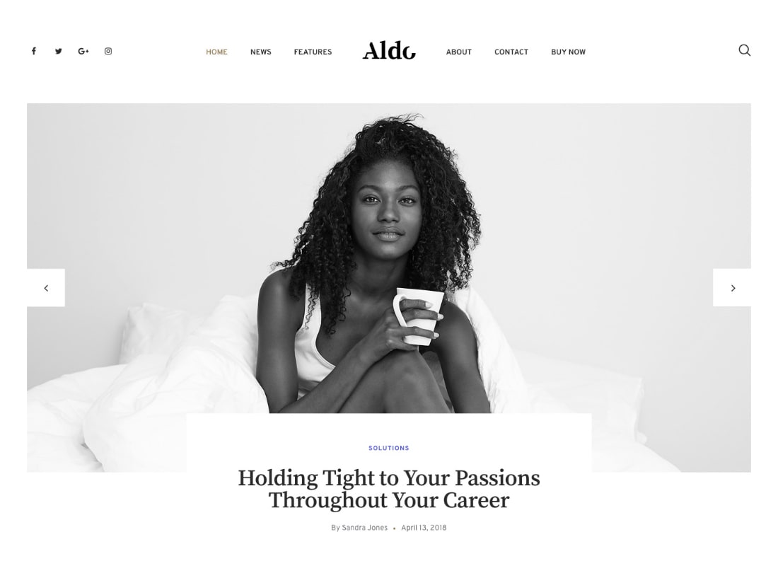 Aldo | Black and White Gutenberg Blog WordPress Theme