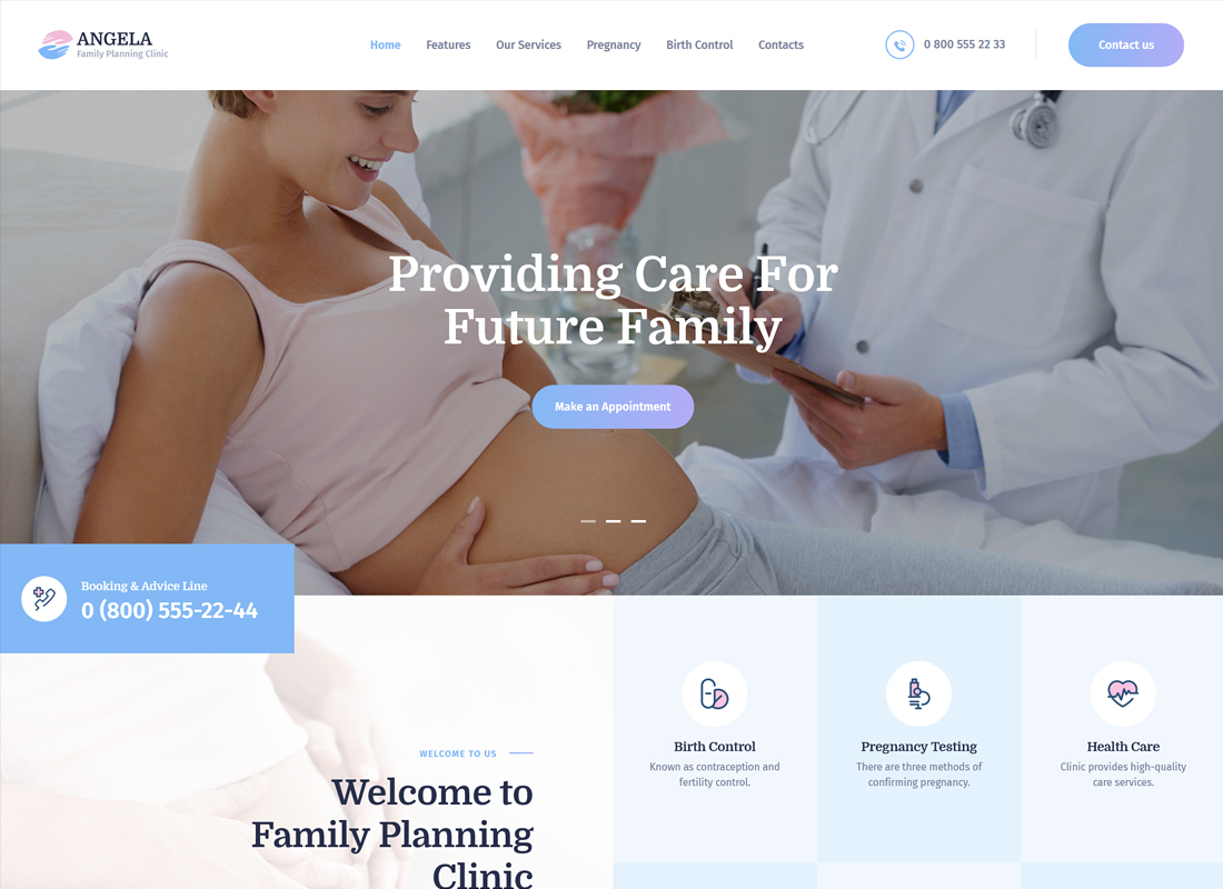 Angela - Family Planning Clinic WordPress Theme